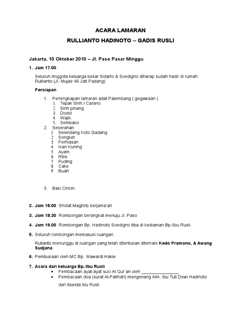 Acara Lamaran Rulli Gadis