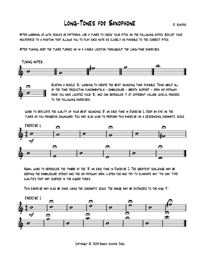 LongTones For Saxophone PDF Pitch (Music) Saxophone