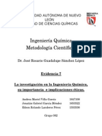 La Investigación en La Ingeniería Química, Su Importancia e Implicaciones Éticas.