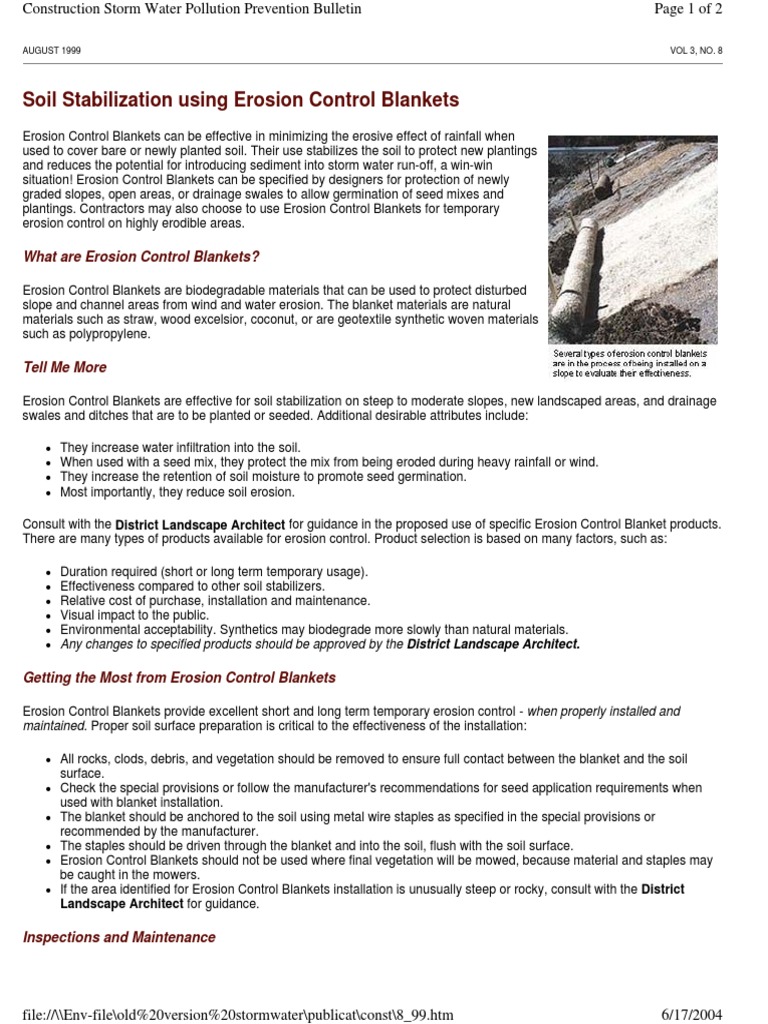 Erosion Control Blankets for Soil Stabilization | PDF | Erosion ...