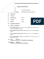 Vivienda familiar en Puno: Memoria descriptiva para regularización de licencia