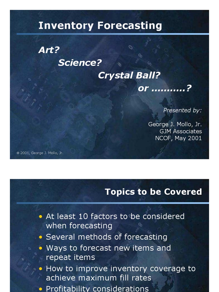 Inventory Forecasting Science? Crystal Ball? or ..? PDF
