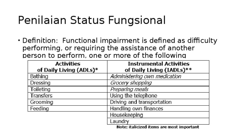 Status Fungsional | PDF