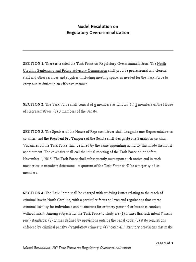 NC Task Force on Regulatory Overcriminalization | PDF | United States ...