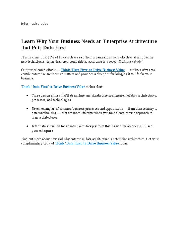 Data-First Enterprise Architecture Guide | PDF | Business | Technology ...