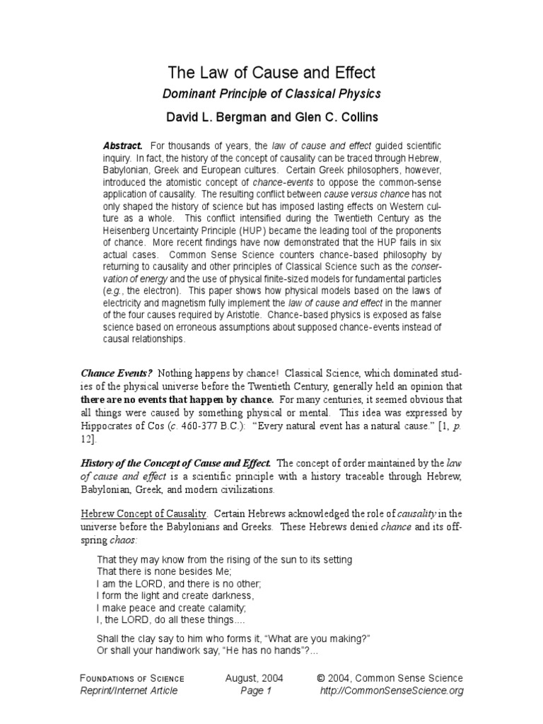 Law of Cause and Effect Fos v7n3 Causality | PDF | Electron | Causality