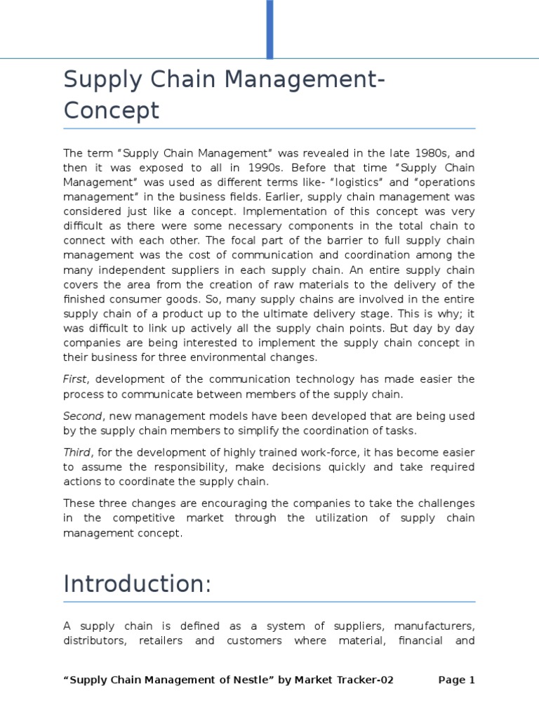 Supply Chain Management of Nestle Supply Chain Coffee