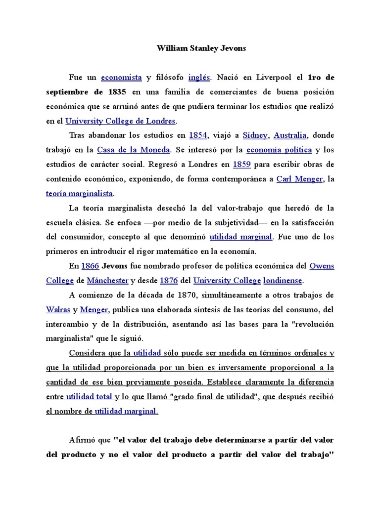 William Stanley Jevons | PDF | Teorías económicas | Ciencias económicas