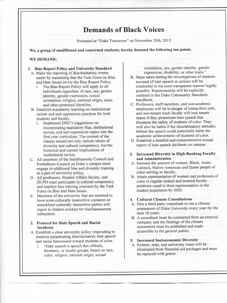 Demands of Black Voices | PDF