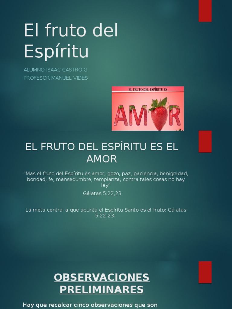 El Amor como Fruto del Espíritu | PDF | Amor | espíritu Santo