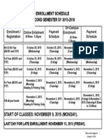Enrollment Schedule Second Semester Sy 2015-2016