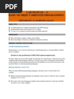 CPP - Lab Manual 1 - Basics of OOP