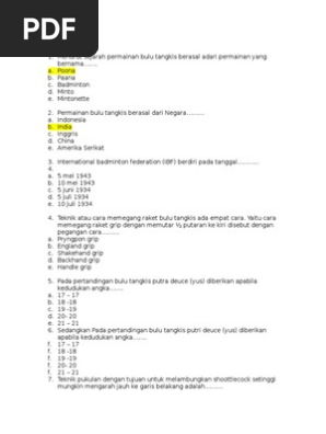 Soal Bulu Tangkis Pdf