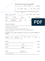 Student Inventory Form