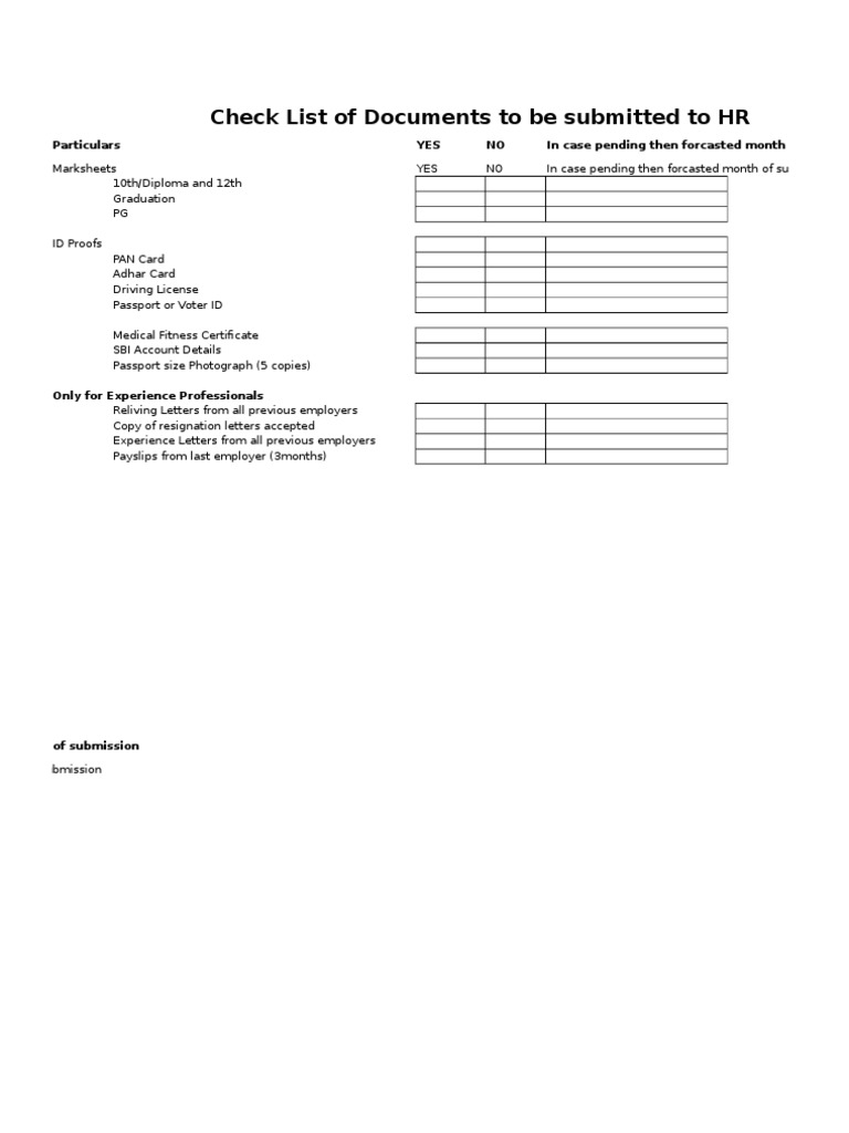 Joining Documents Checklist for HR | PDF | Privacy | Applications Of ...