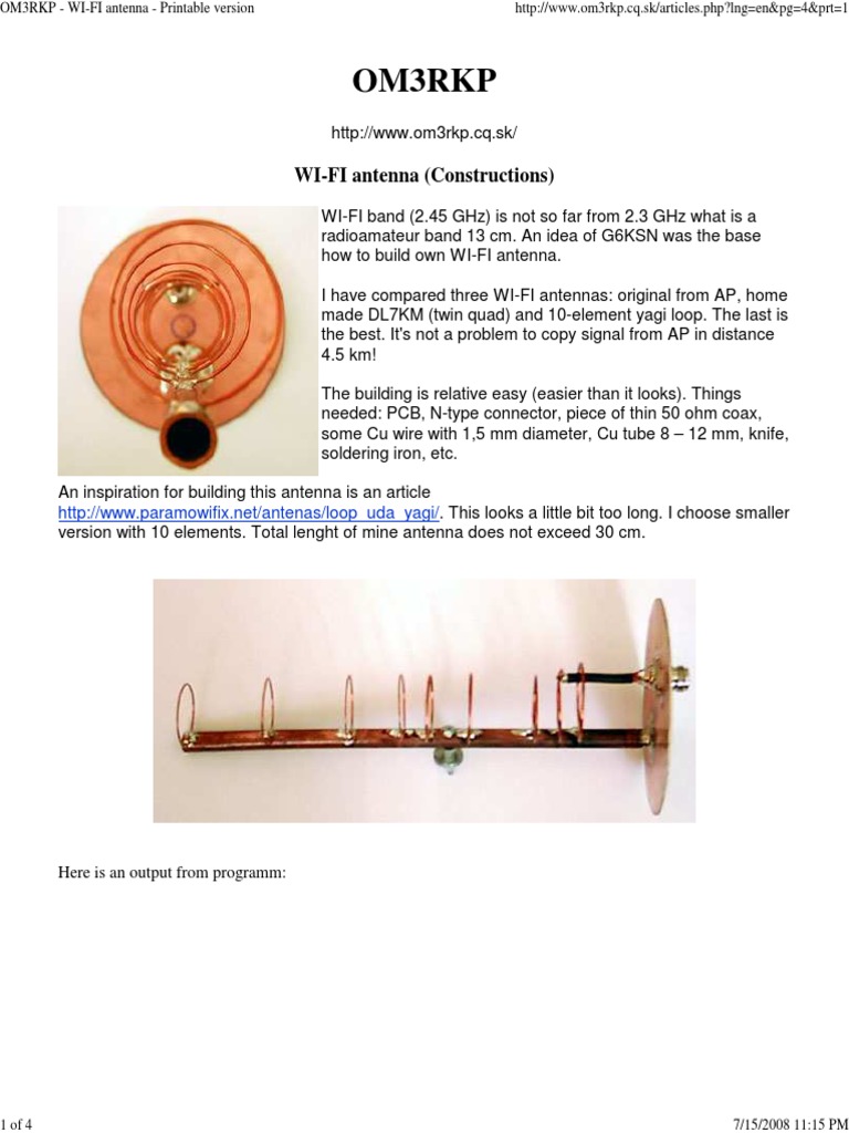 DIY Loop Yagi Wi-Fi Antenna Guide | PDF | Technology & Engineering