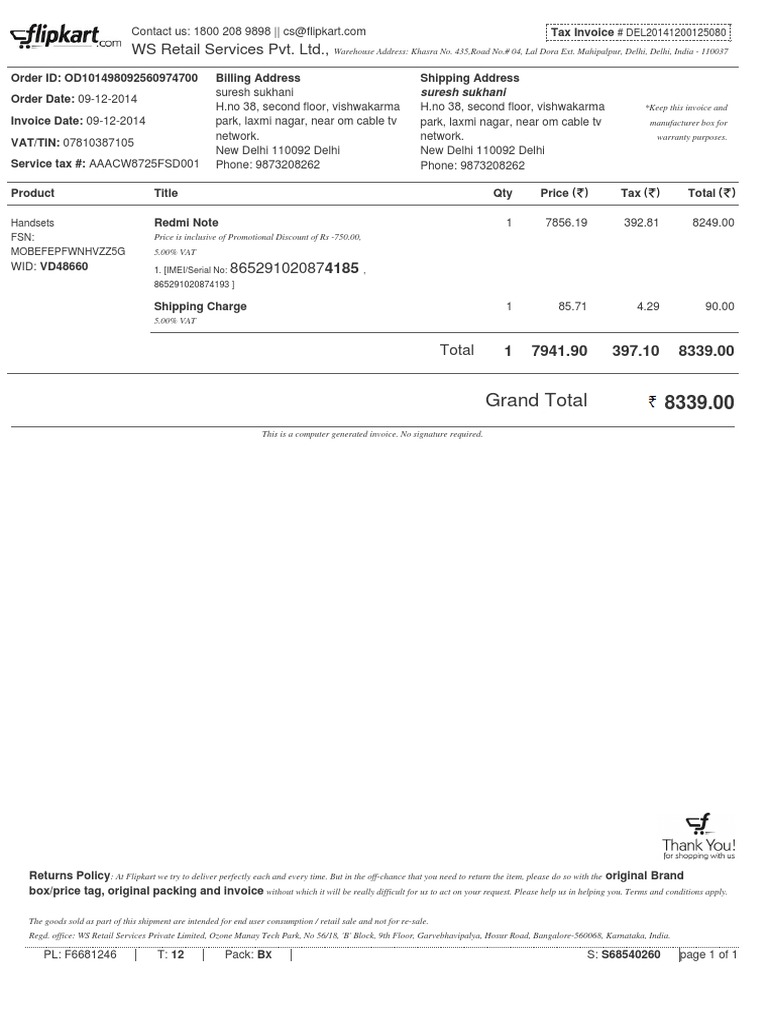 Orignal Bill Format | PDF | Business