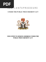 Complaints Procedure: Under The Public Procurement Act