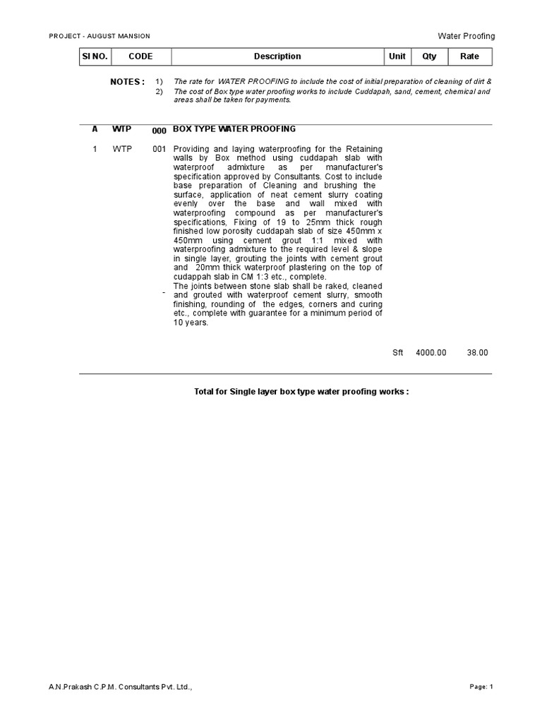 BoX Type Waterproofing | PDF