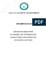 Or-ASIP-04-01.04 Orientaciones Para El Manejo de Informacion Clasificada Con Grado de DIFUSION LIMITADA