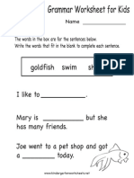 Grammar Worksheet For Kids