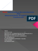 Indicaciones y Recomendaciones para Almacenamiento de Materiales de Construcción