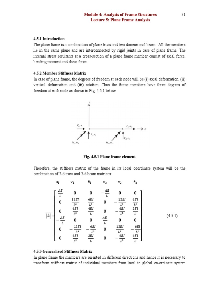 Download Analysis Of Frame Structure Stiffness Matrix Mathematics