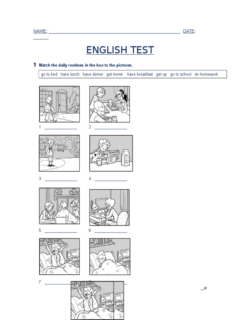 English Test: NAME: - DATE | PDF | Home & Garden | Self-Improvement