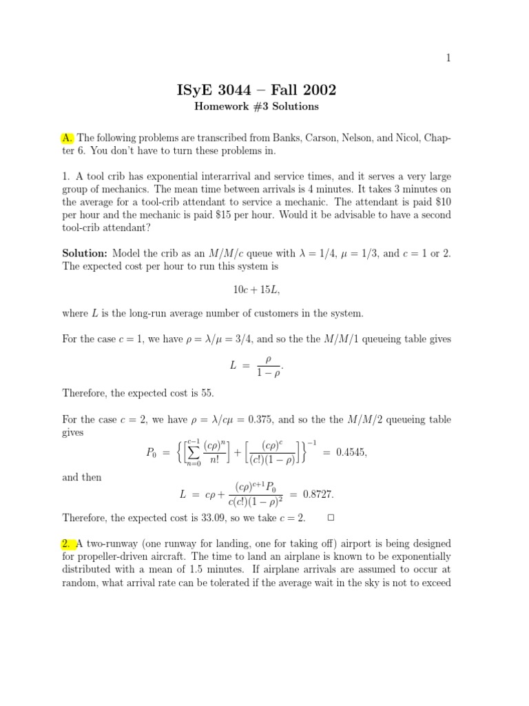 Queeing Theorem Example Statistical Theory Applied Mathematics
