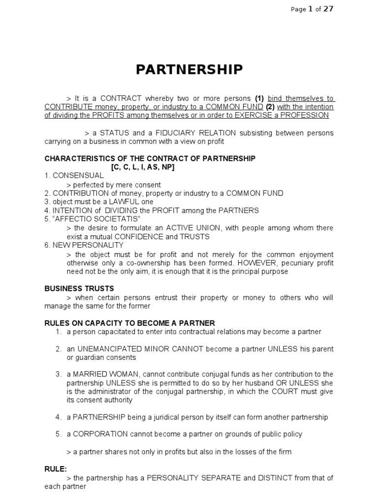 Law On Partnership Partnership Assignment Law