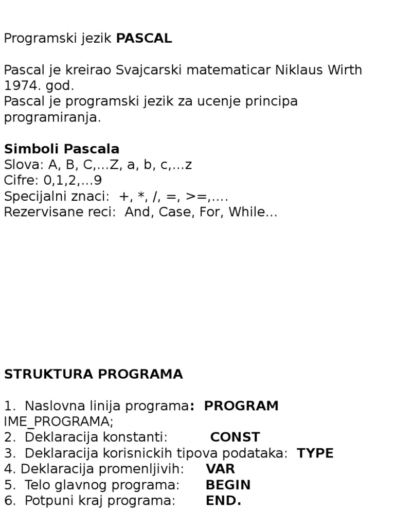 Programski Jezik Pascal | PDF