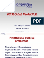 Predavanje III - Finansijska Politika Preduzeća