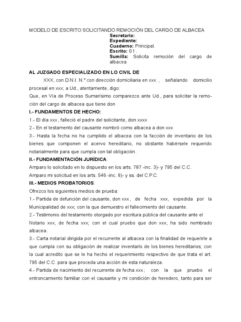 Remocion de Albacea | PDF | Virtud | Ley común