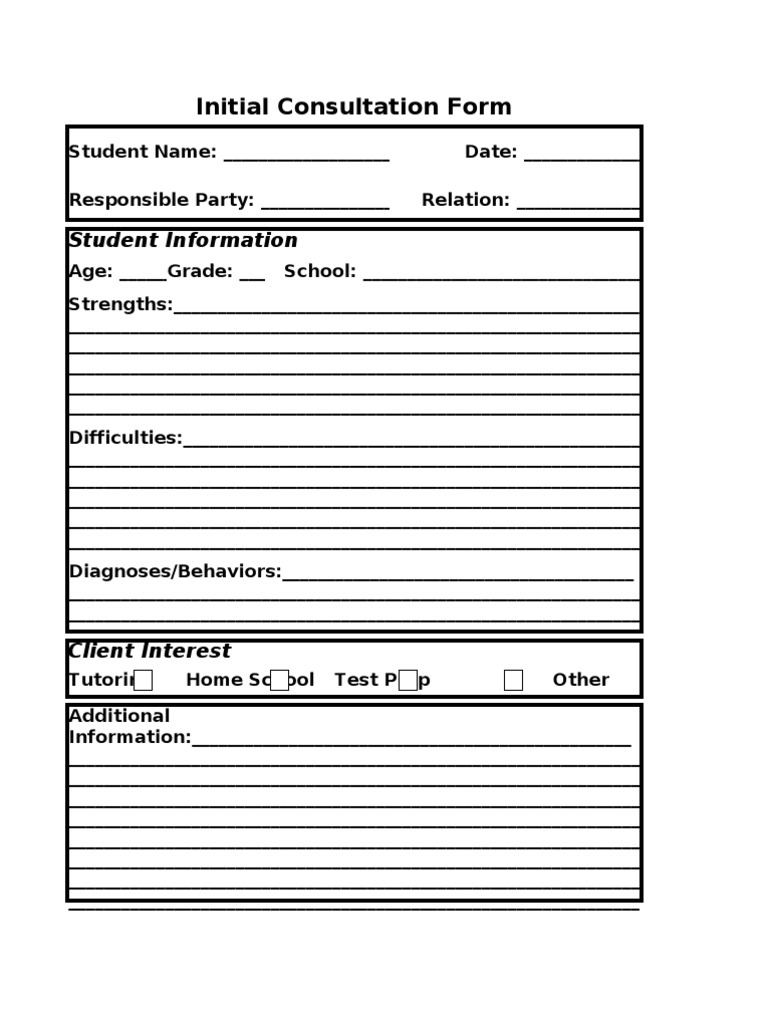Student Consultation Form Template | PDF | Wellness