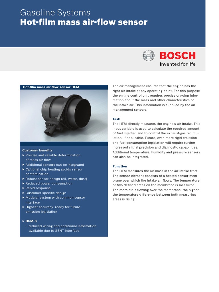 Gs Datenblatt Heissfilm Luftmassenmesser de | PDF | Sensor | Systems  Engineering