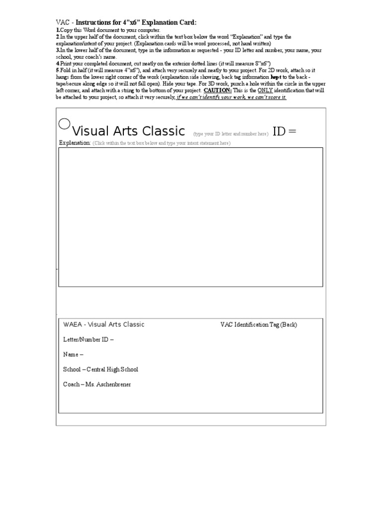Explanation Card Instructions | PDF | Art