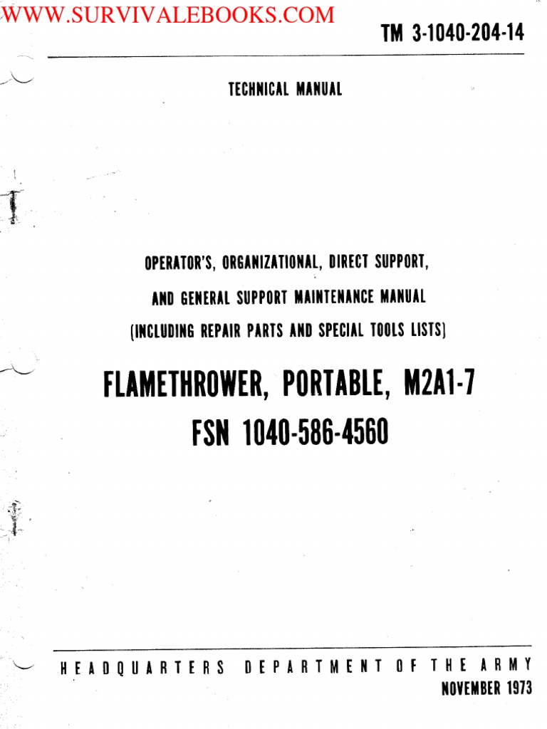 1973 US Army Vietnam War Flamethrower, M2A1-7 94p | PDF