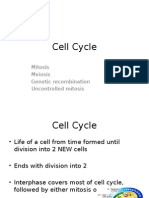 Cell Cycle: Mitosis Meiosis Genetic Recombination Uncontrolled Mitosis