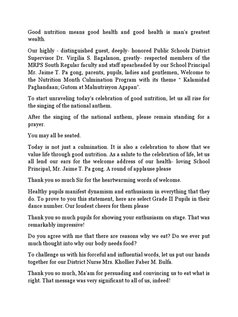 Script Nutrition Month Celebration Pdf