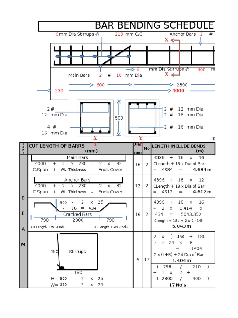 Bar Bending Schedule - RCC Beam | PDF