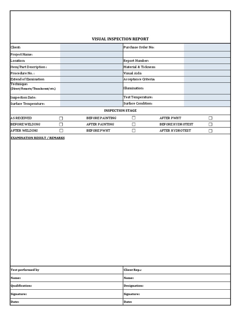 NDT Report Forms Nondestructive Testing Applied And Interdisciplinary Physics