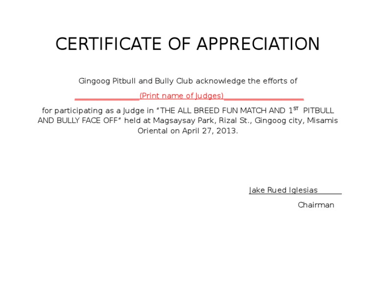 Certificate of Appreciation (Print Name of Judges) PDF