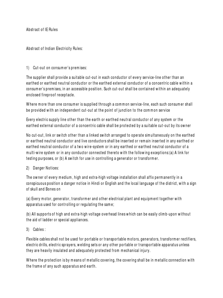 Indian Electricity Rules | PDF | Electrical Substation | Transformer