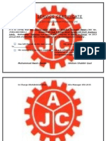 Service Certificate: Ata-2015 Ogdcl Dakhani Processing Unit