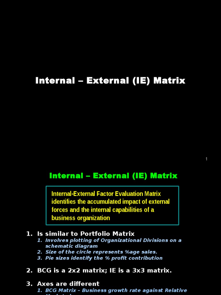 Internal-External Matrix Overview | PDF | Economics | Business Economics