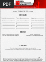 High Performance Academy 1 Page Productivity Planner