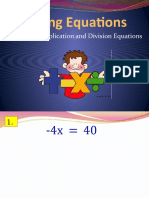 Solving Equations: One-Step Multiplication and Division Equations