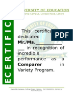 This Certificate Is Dedicated To: Mr./Ms. - in Recognition of