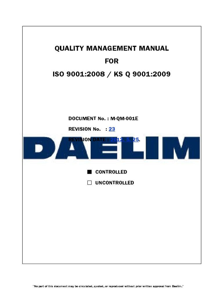 Quality Management Manual Overview | PDF | Quality Management System ...