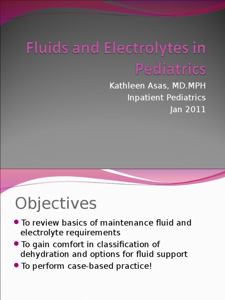 Fluids and Electrolytes in Pediatrics Final Deshidratación Sodio